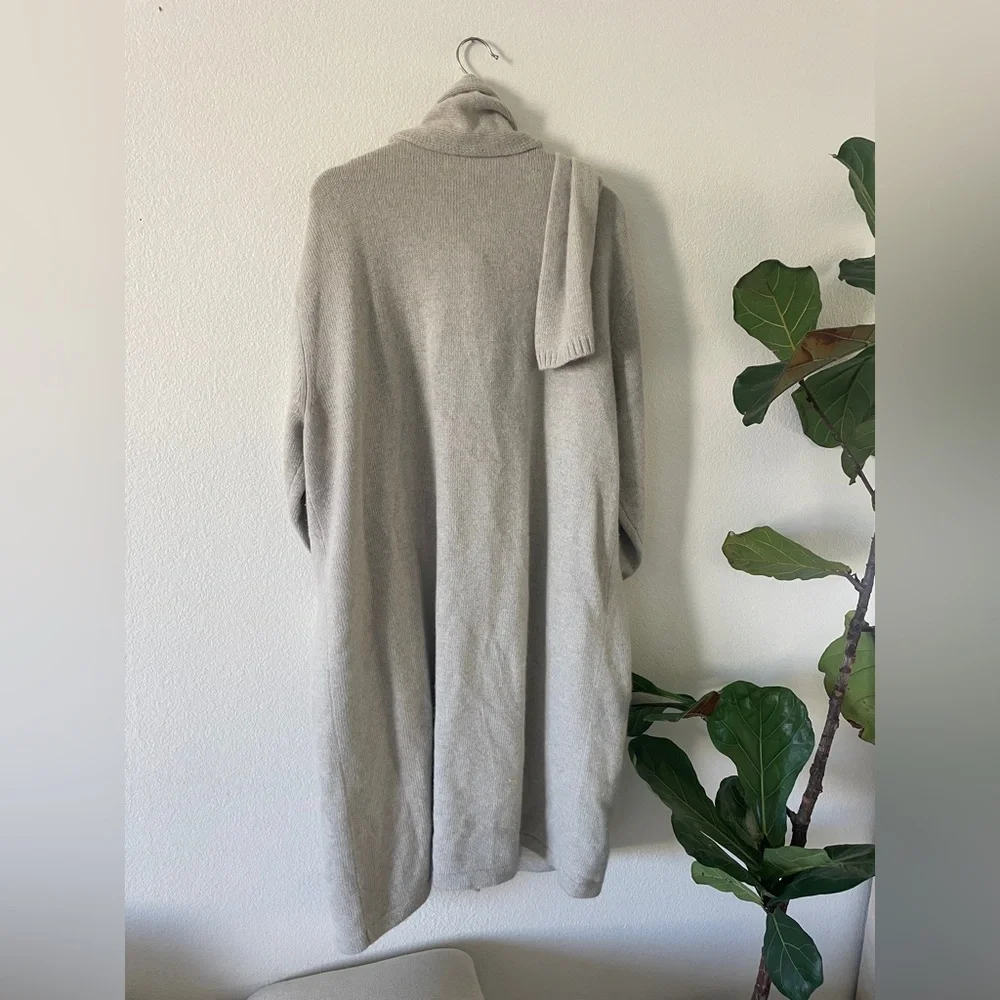 lauren Ralph Lauren Merino Wool Angora gRAY Cardigan Coatigan Scarf 3X - Picture 3 of 8